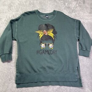 Old‎ Navy NFL Pittsburgh Steelers Green Sweater #gameday Split Hem Large Petite